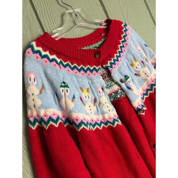 Vintage 90s Kids Snowman Cardigan Sweater – Size 10T - Picture 2 of 6